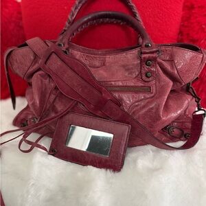 Balenciaga Burgundy Leather Shoulder /Top handle Bag